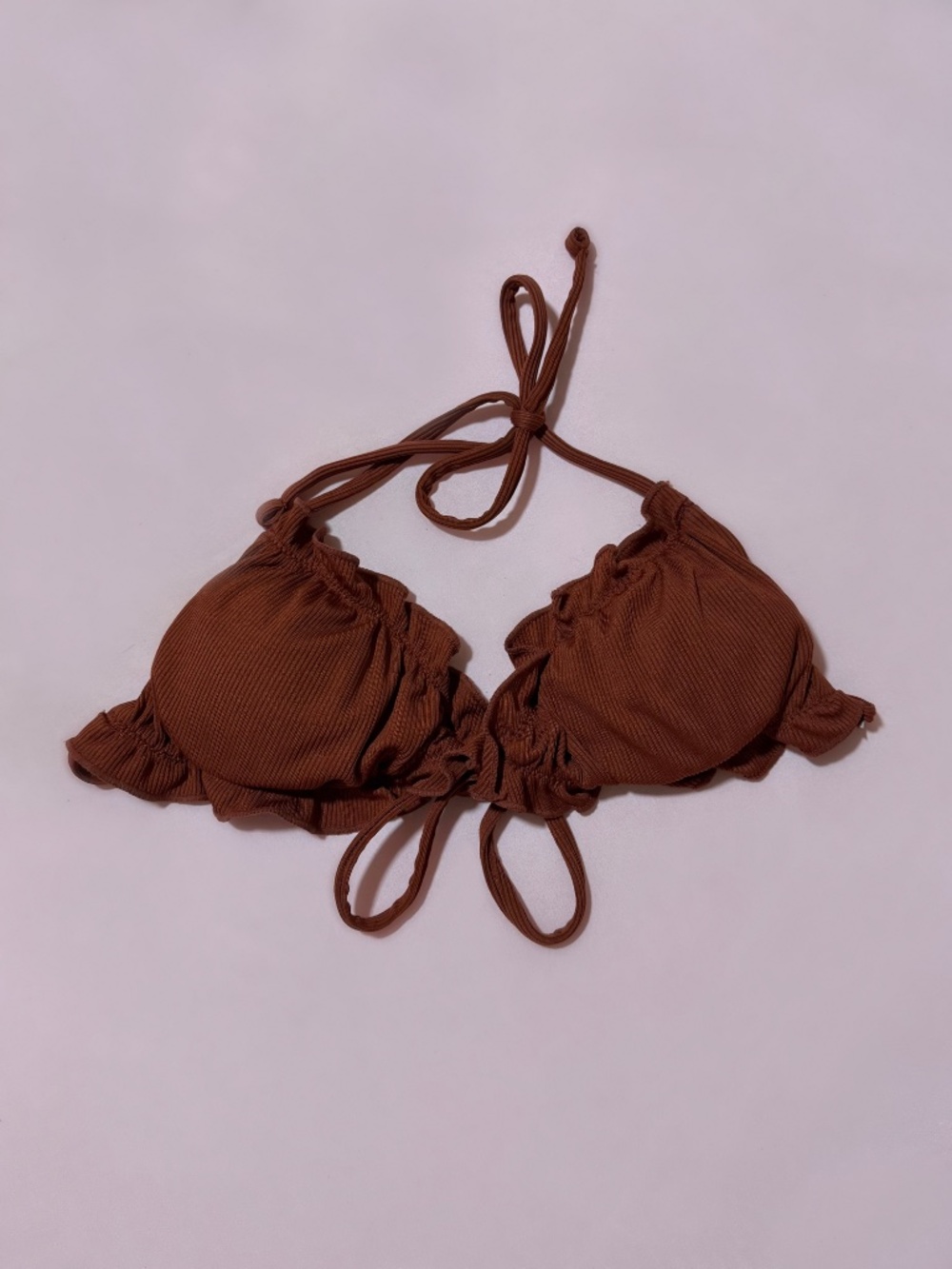 Rust Brown Scrunched Ruffle Bikini Set - Picture 4 of 4